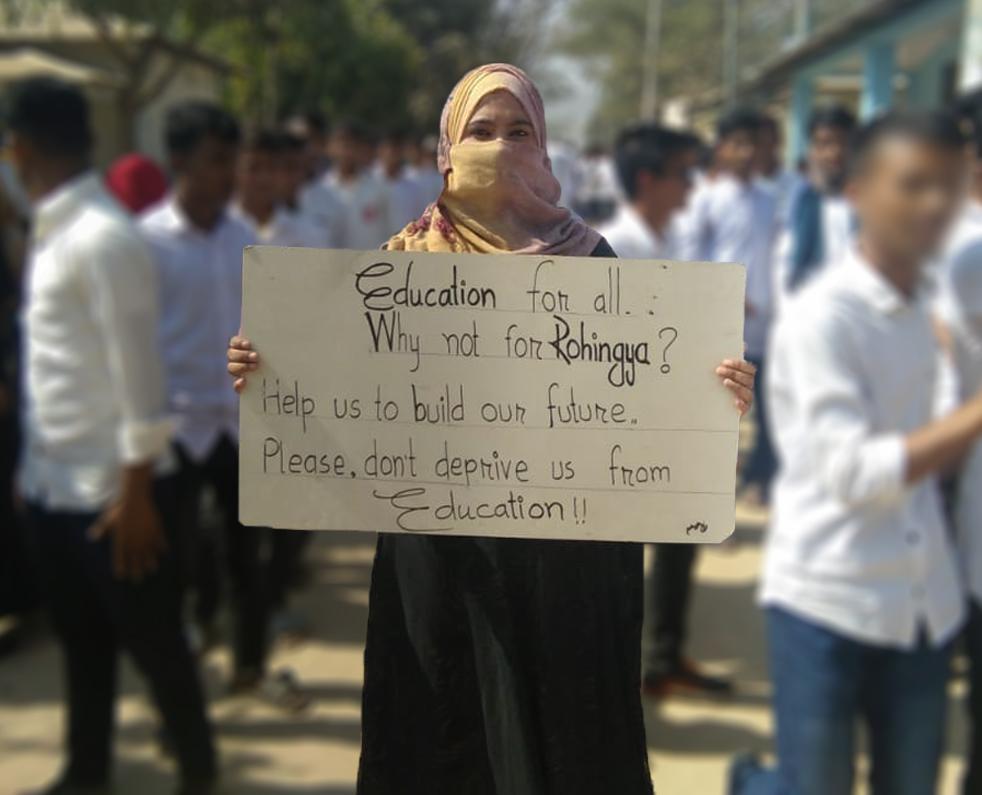 Rohingya refugee students demonstrate against being expelled from Bangladeshi secondary schools in Cox’s Bazar, Bangladesh, February 6, 2019.