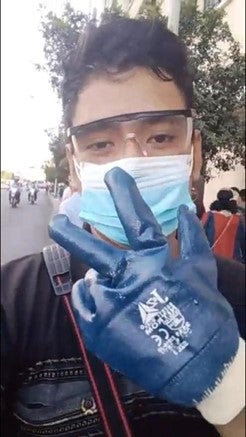 Jack Bryan Pintado Sánchez at the protest on November 14. Photograph courtesy of Pintado´s family. 