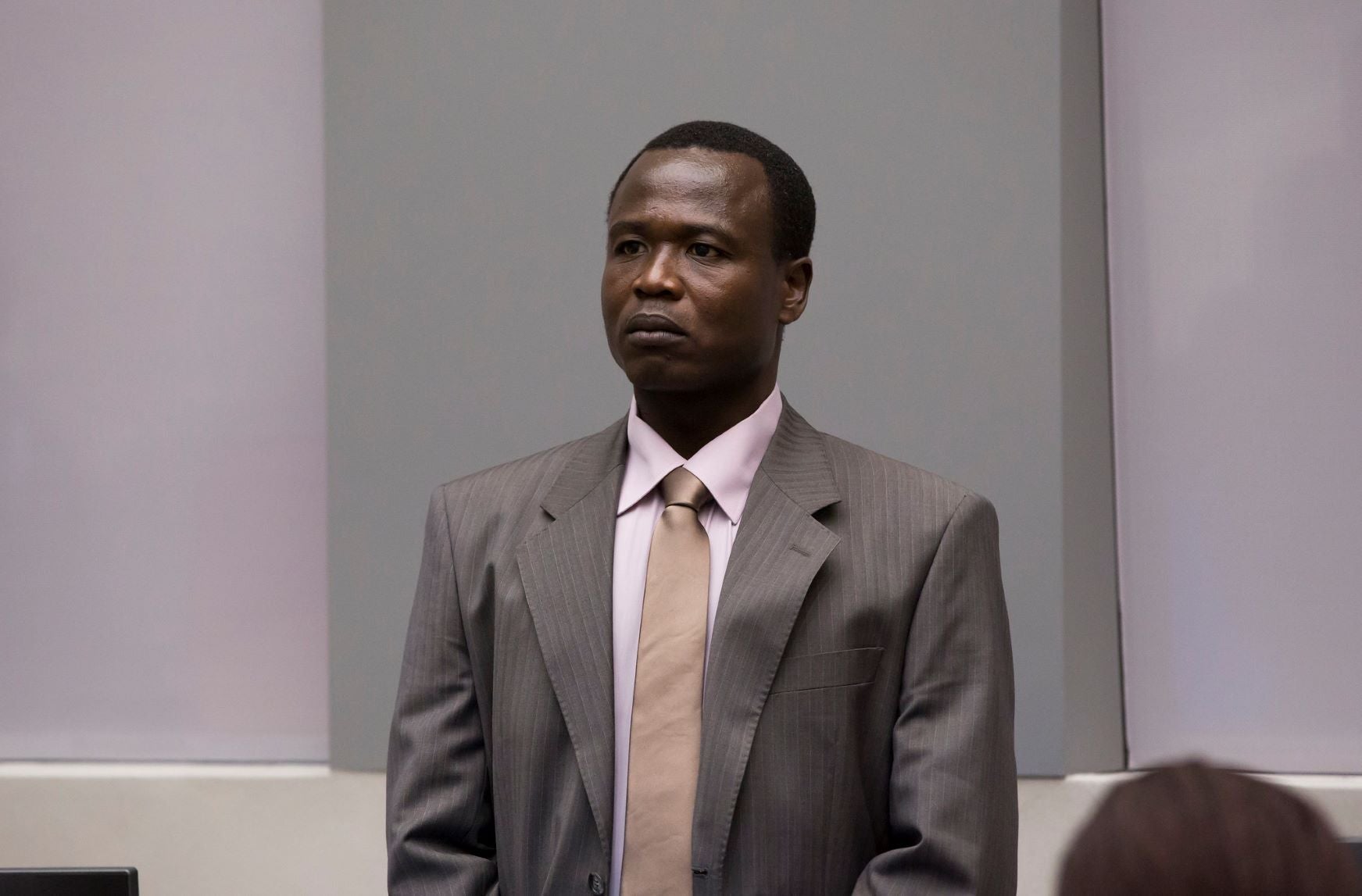 Dominic Ongwen, lors de son audience de confirmation des charges dans la salle d'audience I de la Cour pénale internationale à La Haye, le 21 janvier 2016. 