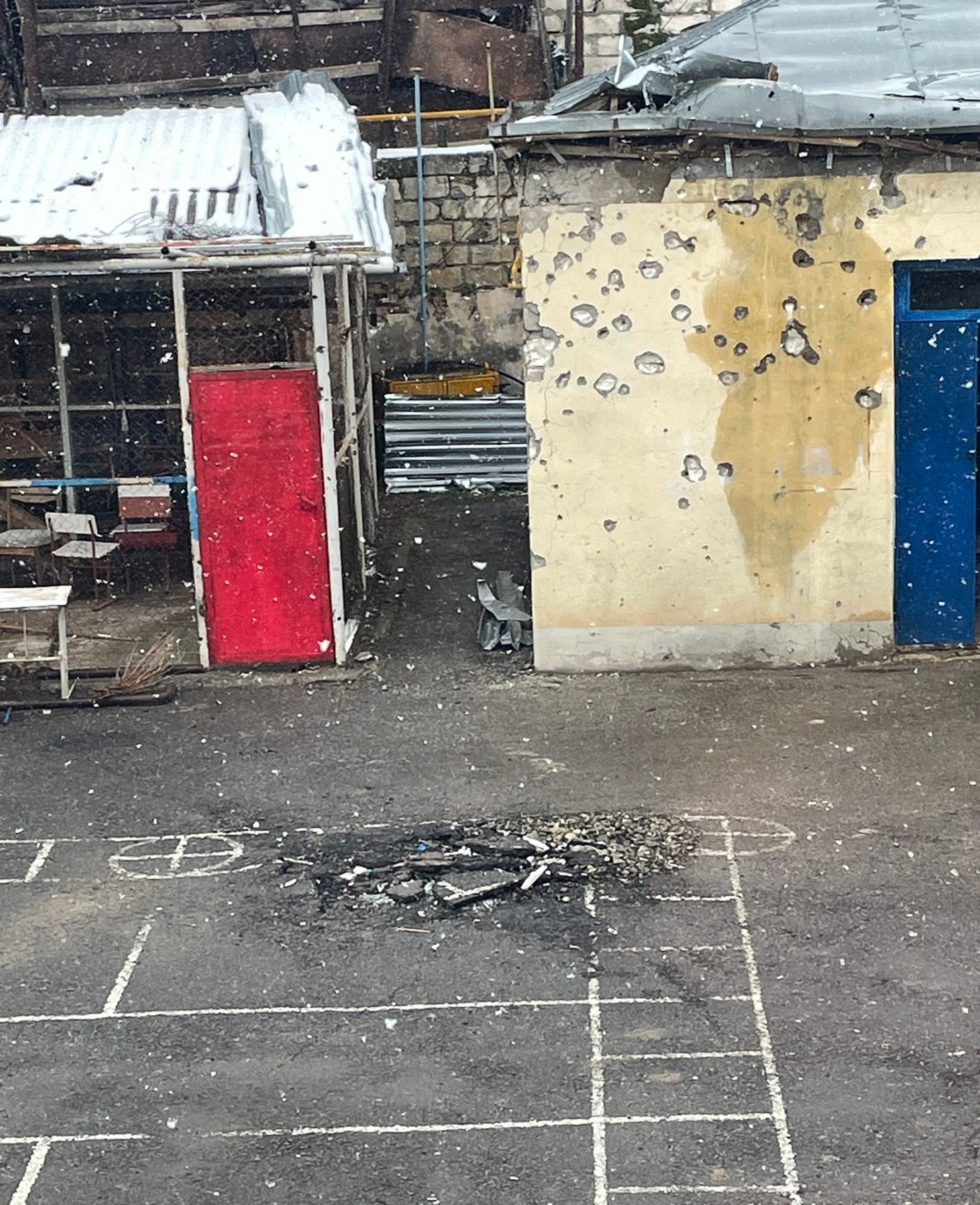 Damage to a schoolyard