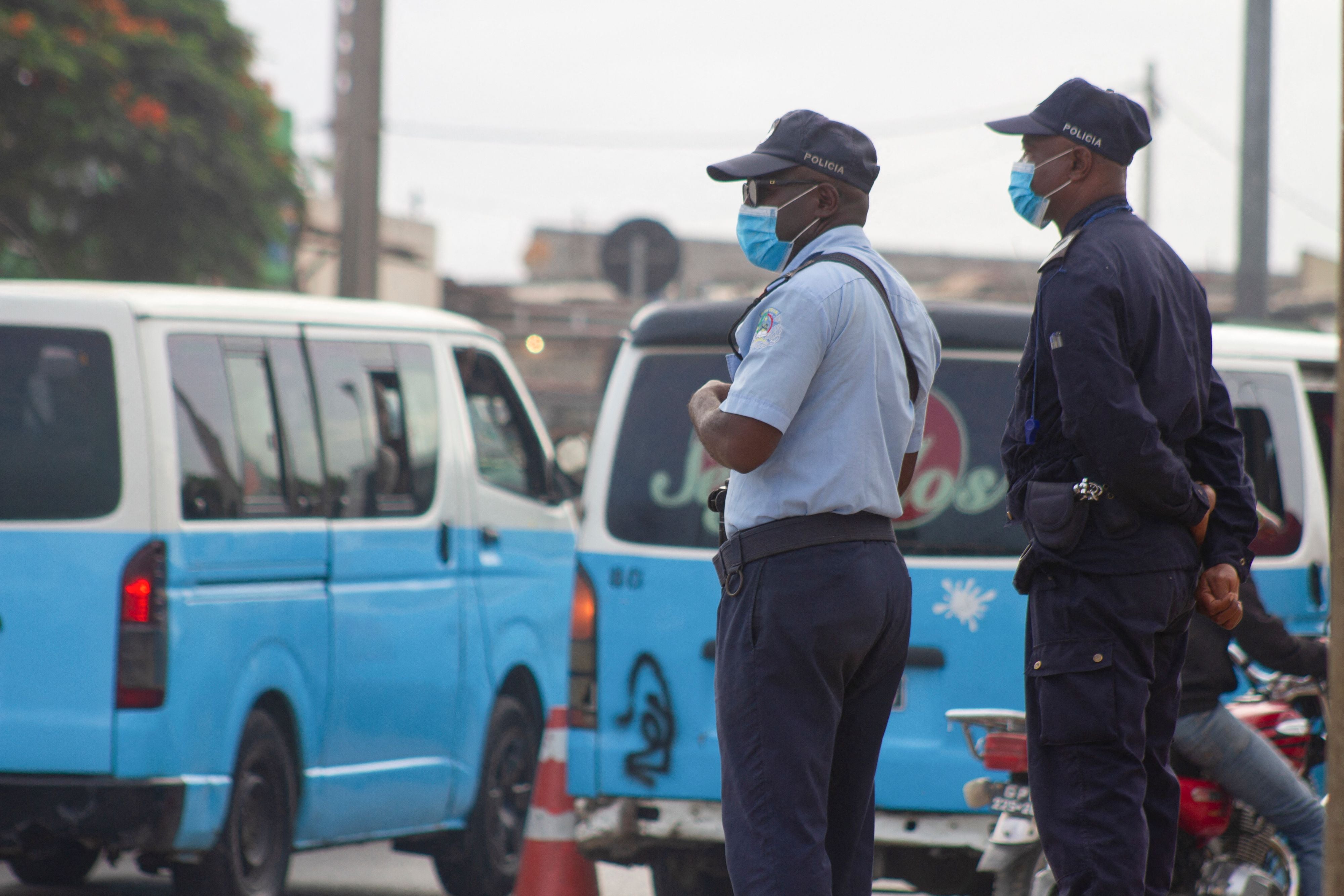 Police officers in Luanda, Angola on December 26, 2021. 