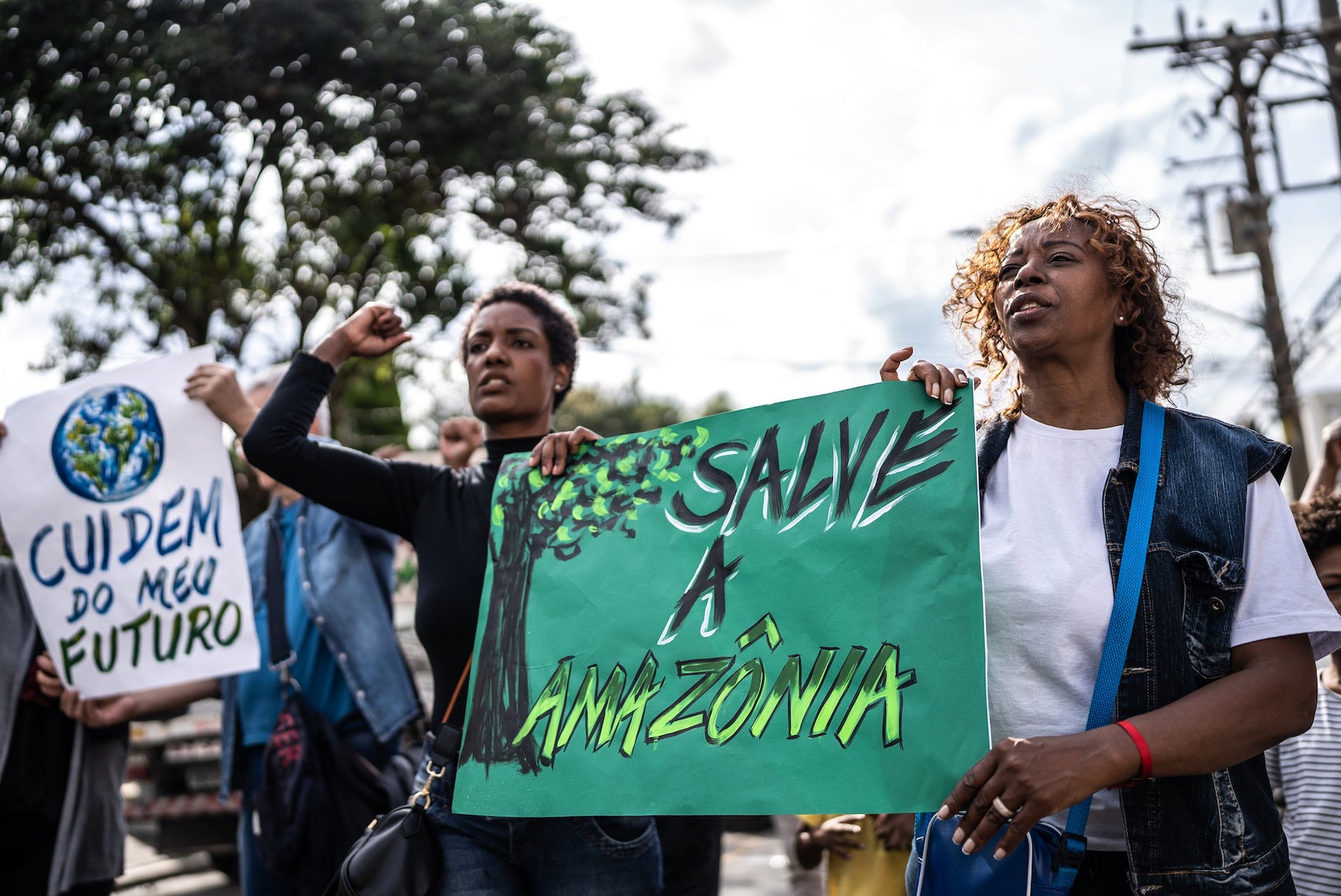 Environmentalists protesting in Brazil.