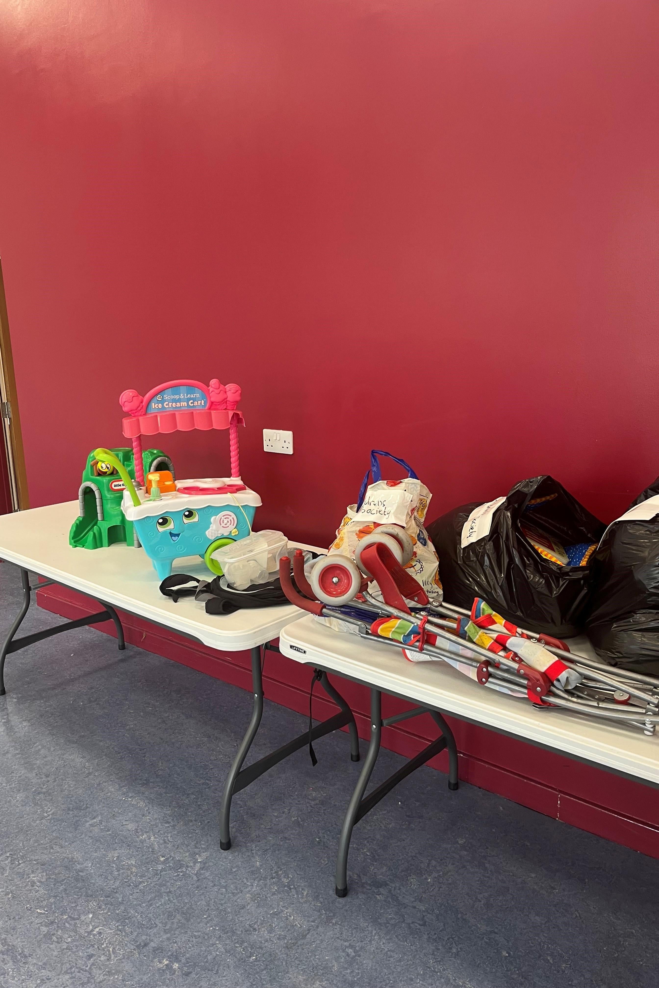 Items on a donations table