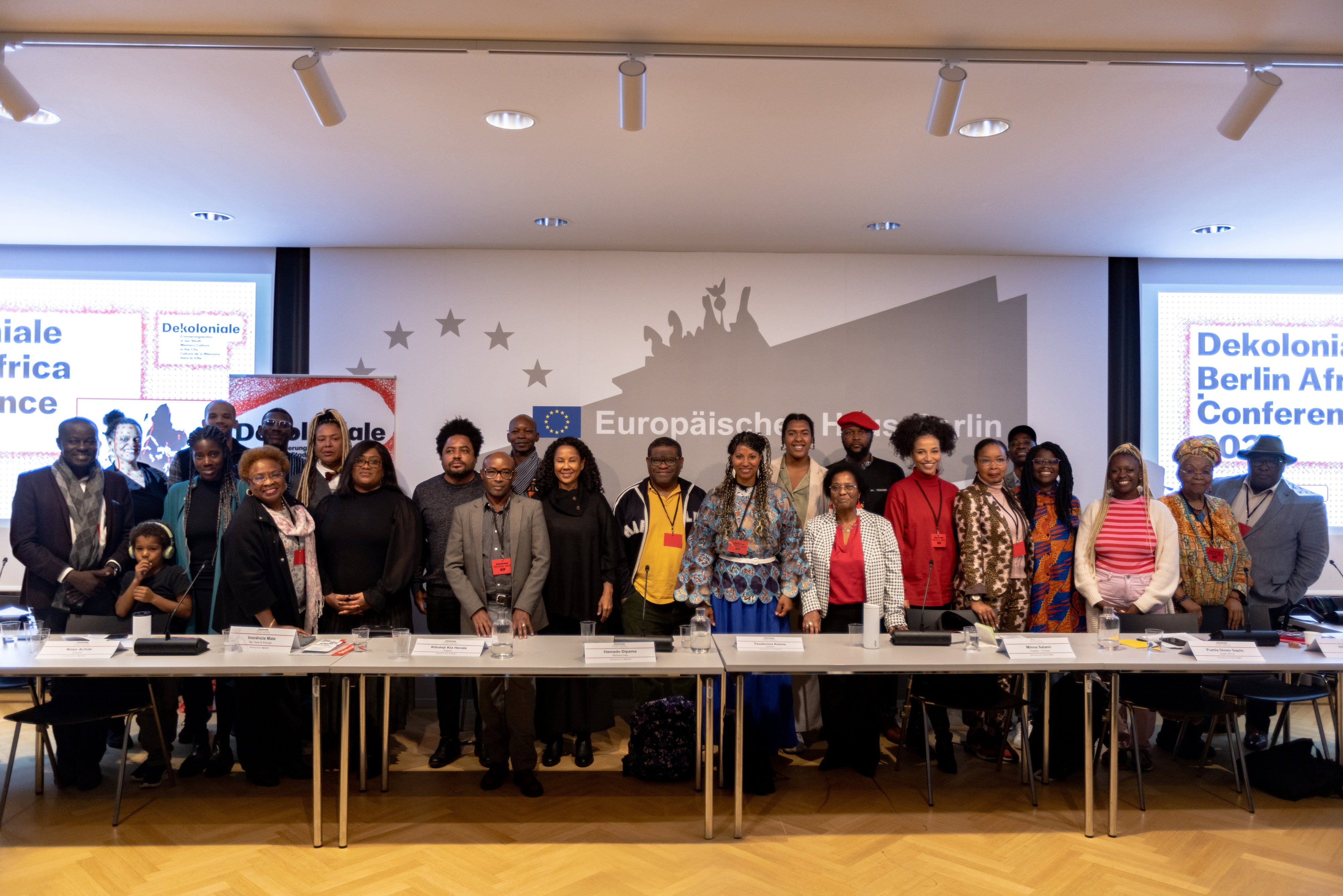 The 19 delegates, UK Labour MP Bell Ribeiro-Addy, organizers and facilitators at the Dekoloniale Berlin Africa Conference, November 15, 2024.