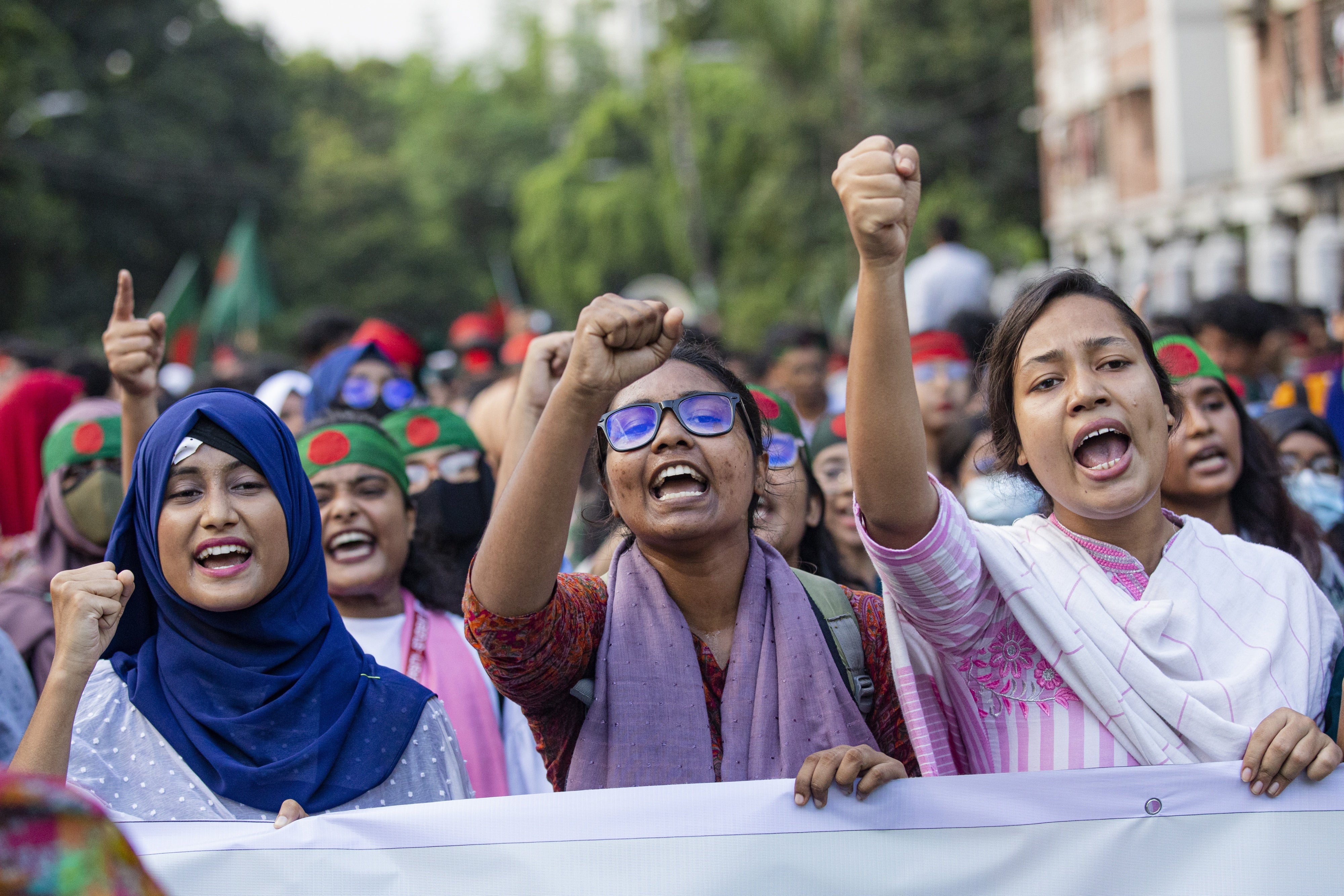 Students protest demanding a trial of former Prime Minister Sheikh Hasina in Dhaka, Bangladesh, August 13, 2024.
