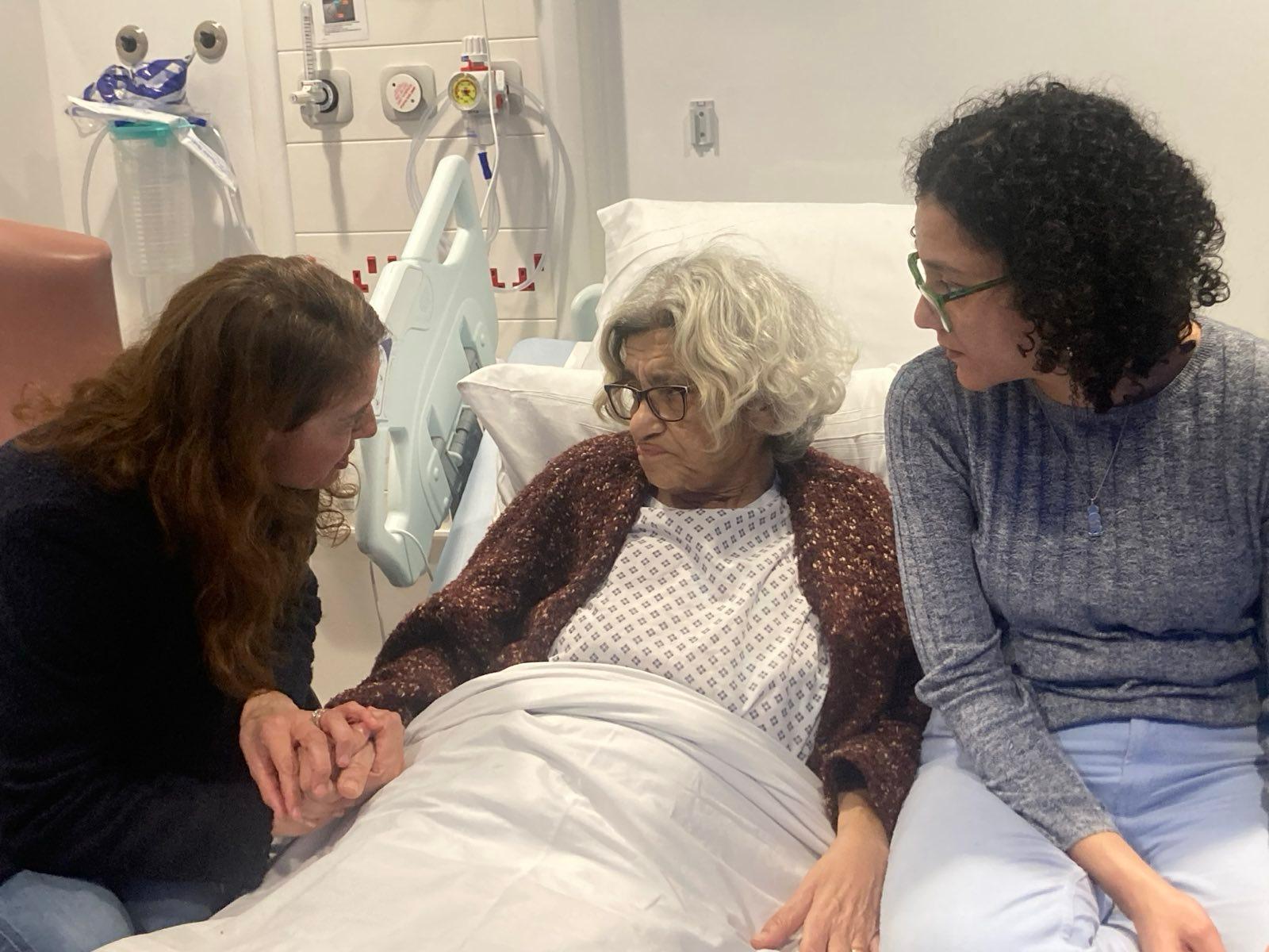 Yasmine Ahmed (left) with Laila Soueif and her daughter Sanaa Seif (right) 