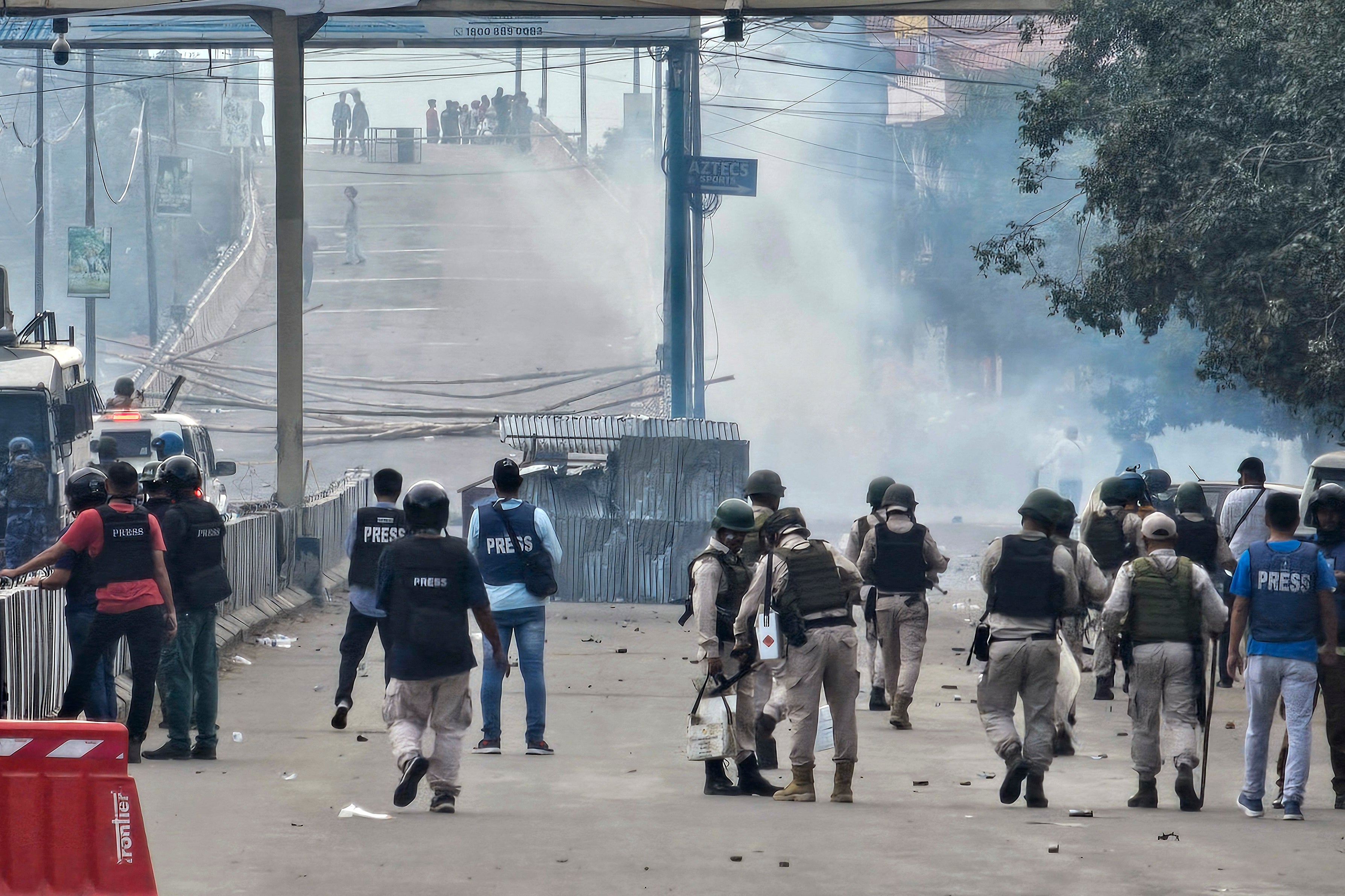 Police fire tear gas shells to disperse students protesting against ethnic violence in Imphal, in India's northeastern state of Manipur, September 10, 2024.