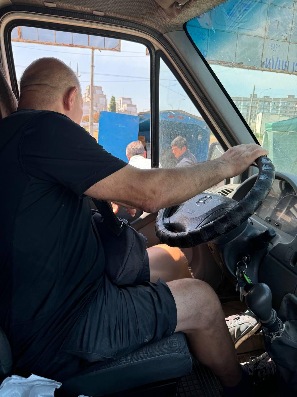 Petro in his van before the attack. Photo provided by Nataliia, Petro’s daughter.