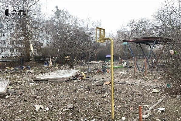 a destroyed playground after an attack