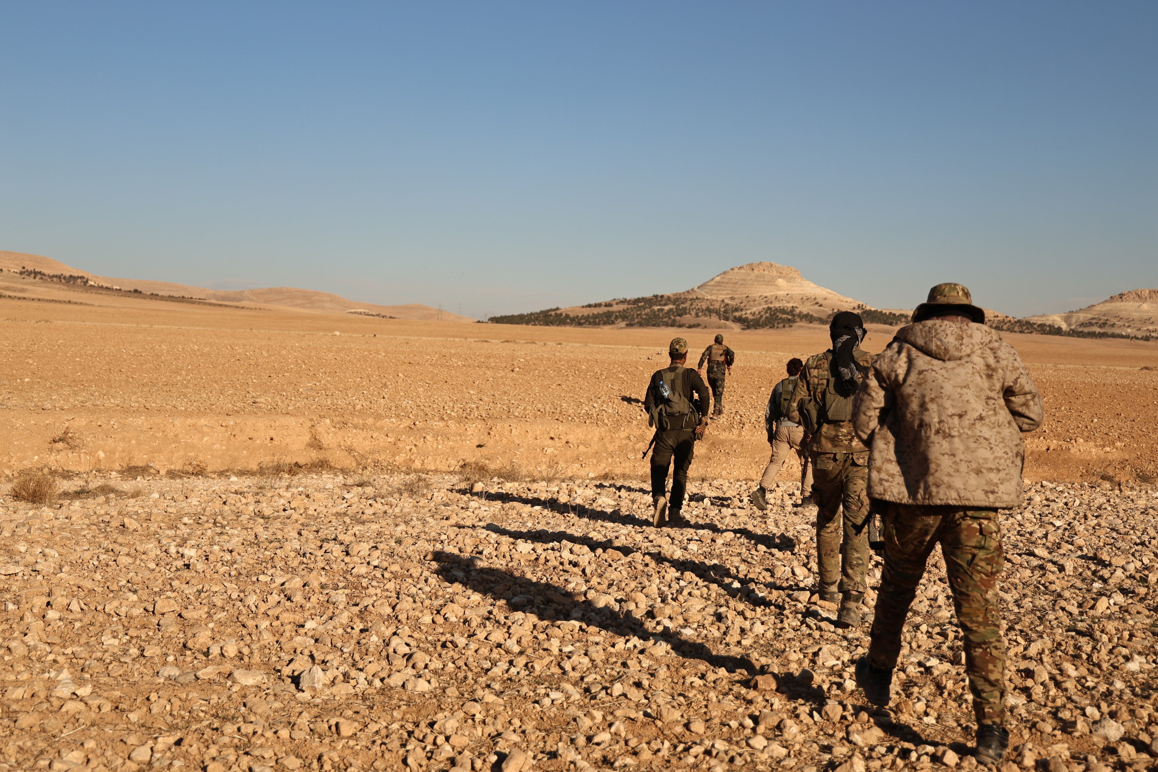 The Syrian National Army (SNA) forces around the Tishrin Dam in the southeastern district in Aleppo, January 18, 2025.