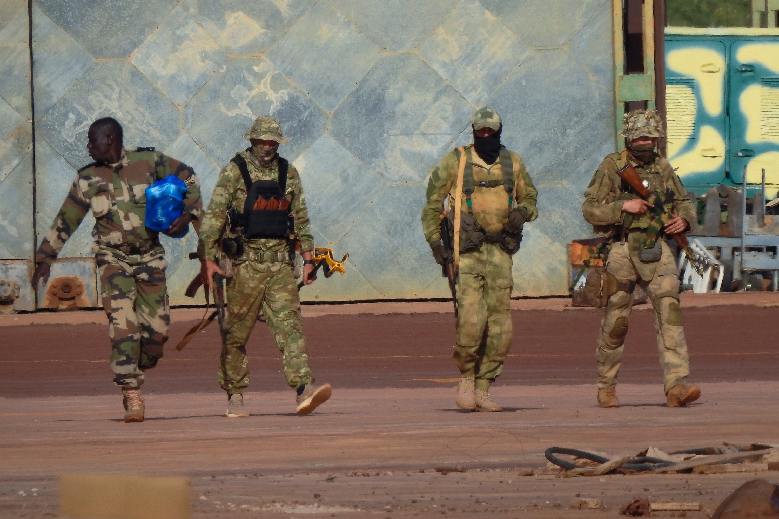 Russian fighters from the Wagner Group in northern Mali in an undated photo posted by the French military in 2022.