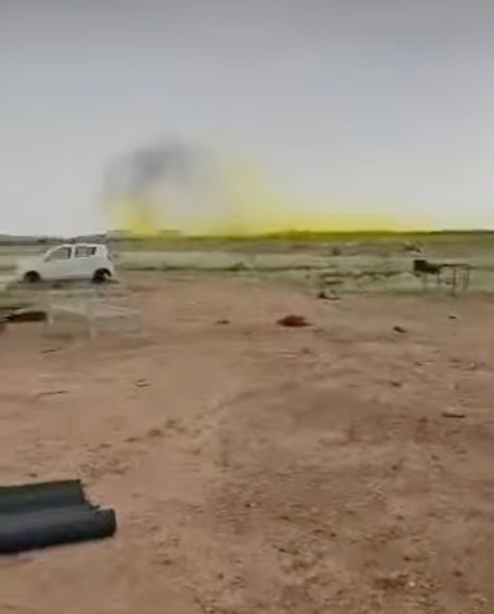 A video still, posted on a pro-RSF account in May 2025 and geolocated to the Barri military base, shows a yellow-green cloud characteristic of chlorine.