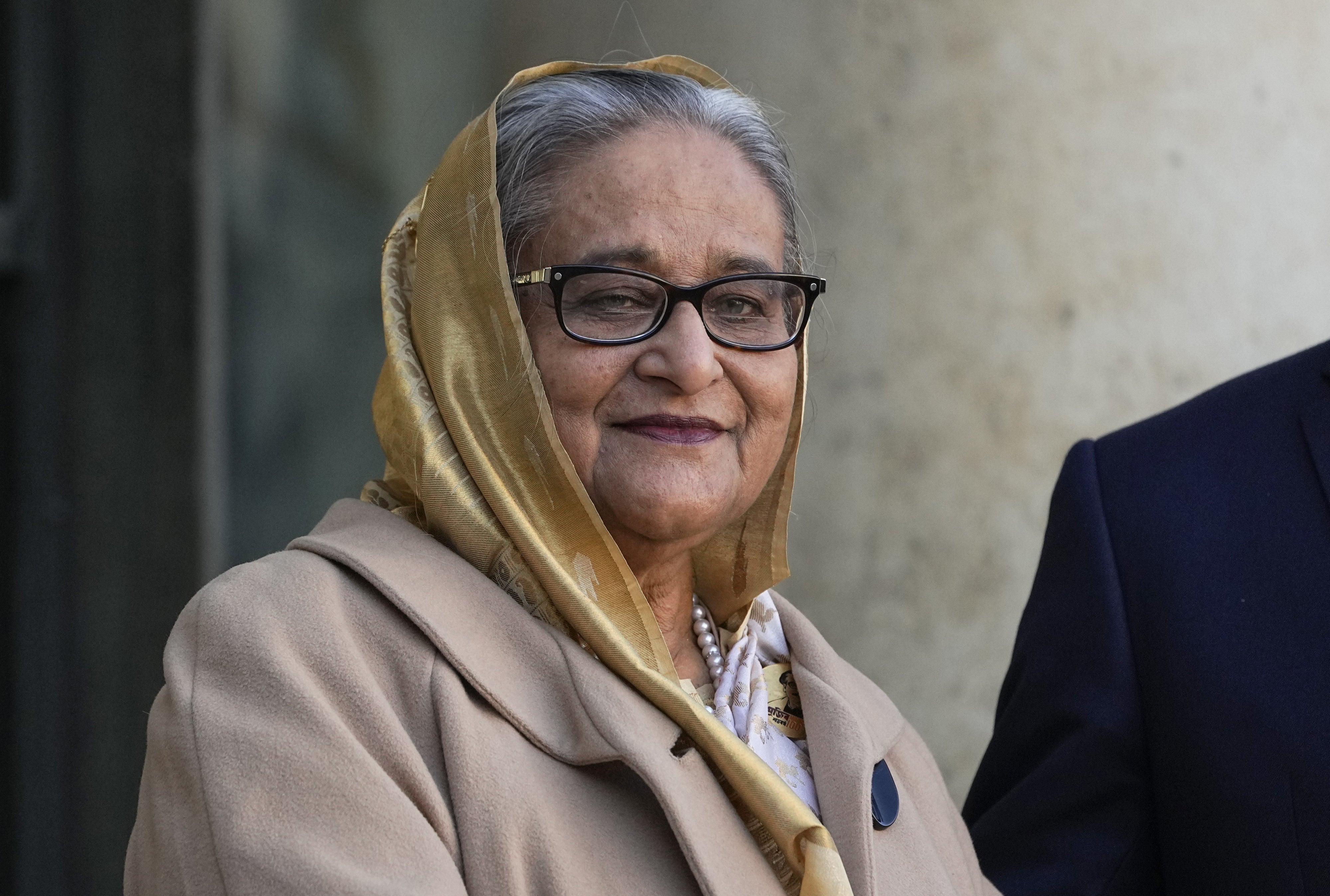 Sheikh Hasina Wazed, qui était alors Première ministre du Bangladesh, photographiée au palais de l'Élysée à Paris le 9 novembre 2021, lors d’une visite officielle en France.