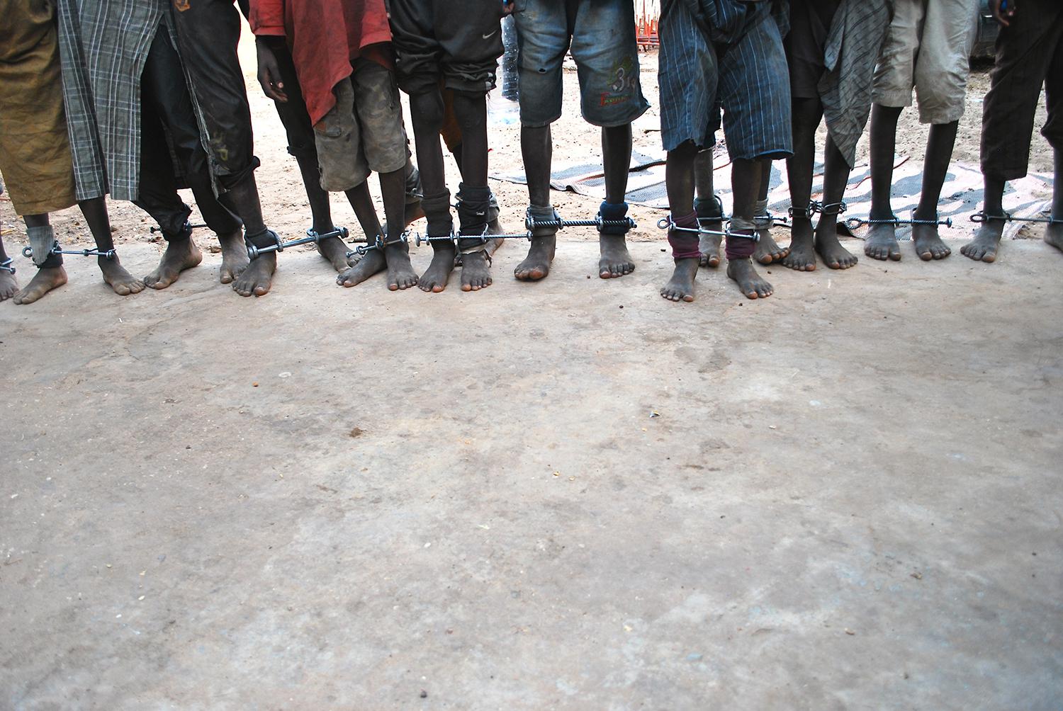 More than a dozen talibé boys between the ages of 6 and 14 were found shackled with iron bars in their Quranic school in Diourbel,Senegal