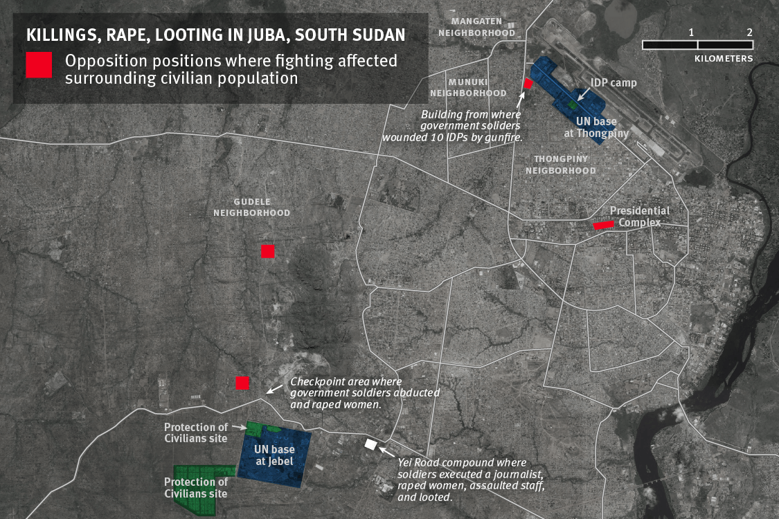 Map - Killings, Rape, Looting in Juba, South Sudan