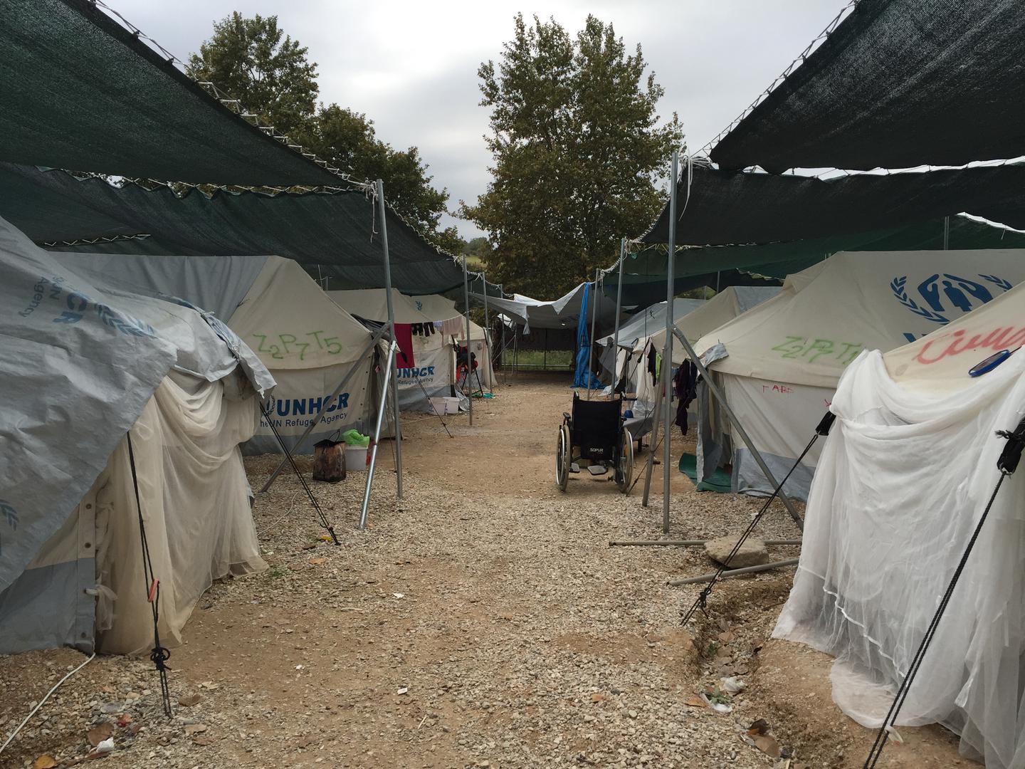 Lagkadika camp, Thessaloniki, home to 234 asylum seekers and other migrants, as of January 5, 2017. The rocky terrain in many camps makes it difficult for people who use wheelchairs to move independently, including to access basic services such as toilets