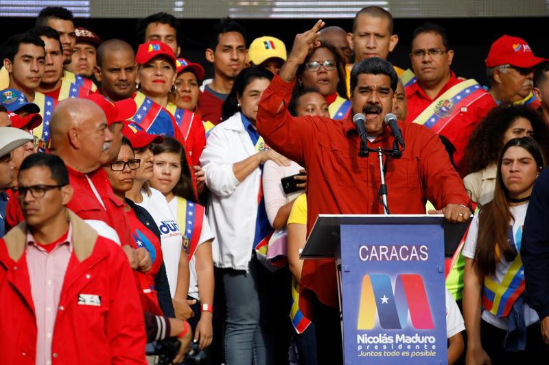 Venezuela's President Nicolas Maduro speaks during a campaign rally in Caracas, Venezuela May 4, 2018. 