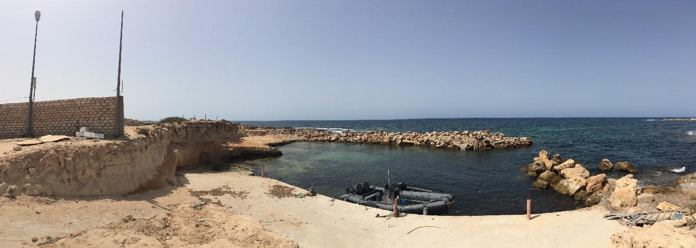 Two inflatable rubber boats used by Libyan coast guard forces for interceptions and rescues in Sebratha, 65km west of the capital Tripoli, July 2018. 