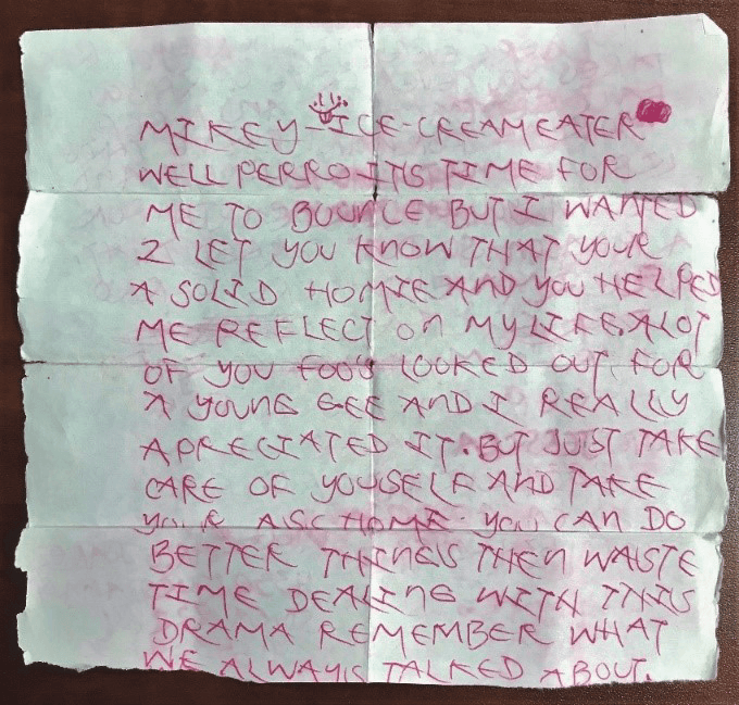 Miguel carries Jesse’s letter in his wallet, a reminder that his life could have been very different. 