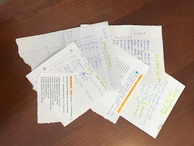 Listes de victimes d'atrocités présumées commises par les forces de sécurité dans la région du Sahel, telles que fournies à Human Rights Watch lors d'une mission de recherche en janvier 2019. 