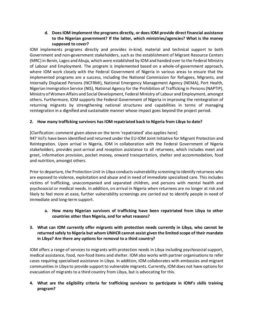 IOM Response Counter Trafficking Annex 2