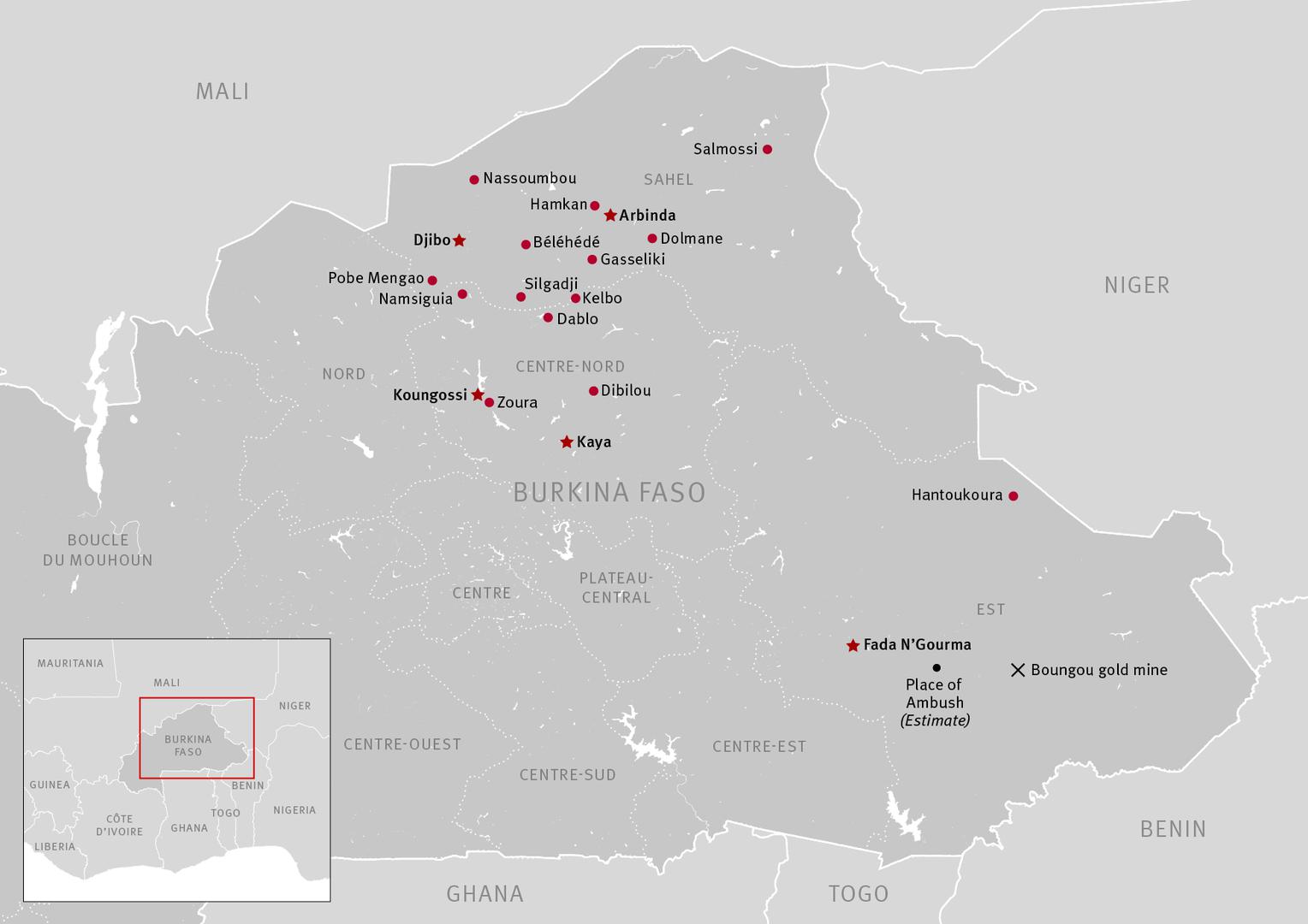 Map of atrocities in Burkina Faso
