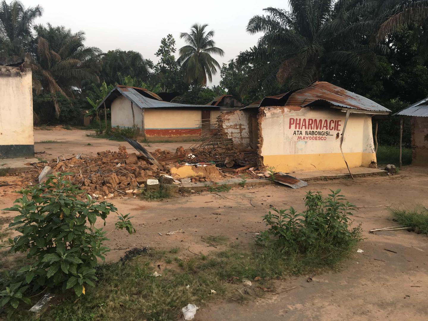 A destroyed building in Yumbi town, Democratic Republic of Congo, February 17, 2019.