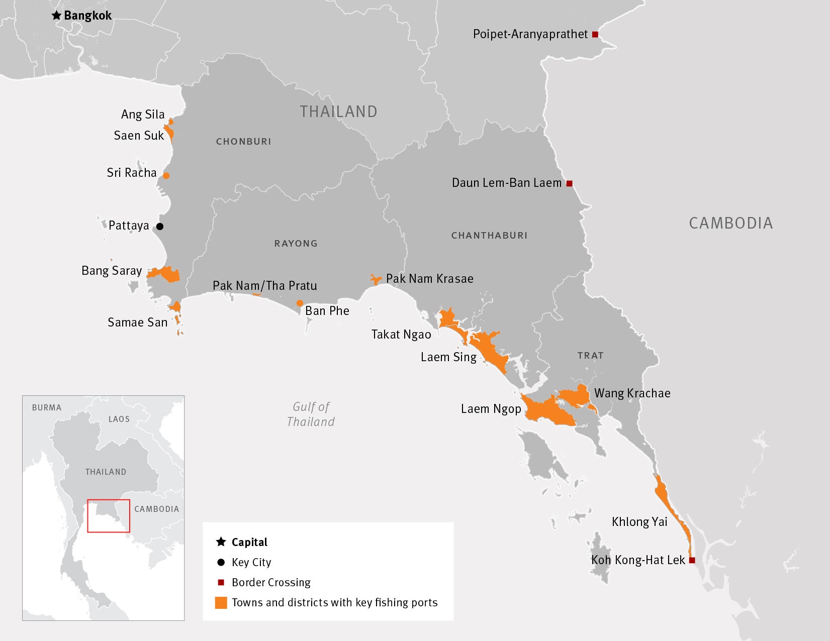 Map of Eastern Thailand