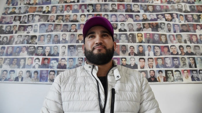 Zaki Hannache, an Algerian activist, in Algiers on February 13, 2021. 