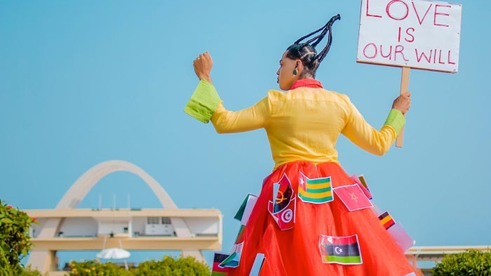 Angele Maxine, opposing the Anti LGBT bill in Accra in November 2023.
