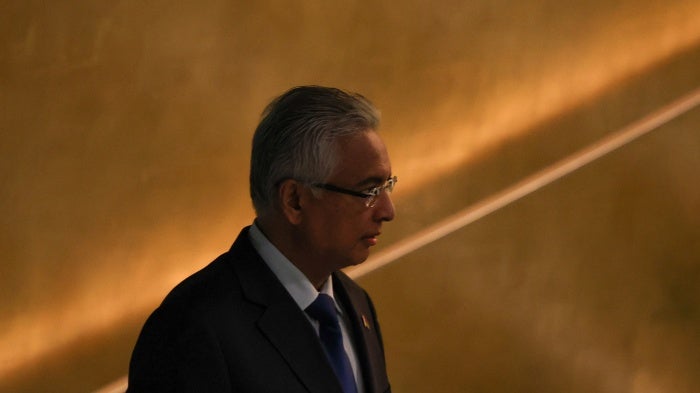 Mauritius Prime Minister Pravind Kumar Jugnauth at the 77th United Nations General Assembly at the UN headquarters, in New York City, US, September 23, 2022.