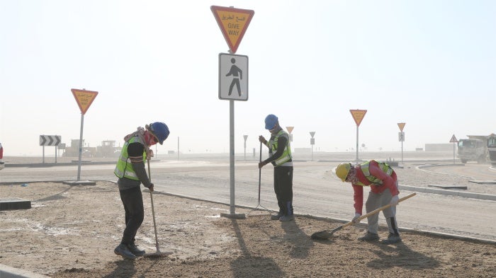 Construction workers in the Ahmadi Governorate in Kuwait, January 27, 2025.