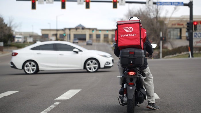 A food delivery driver in Lone Tree, Colorado, March 30, 2020.