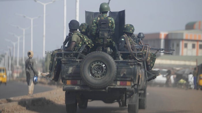 Nigerian army patrols along the Kaduna Birnin Gwari area, March 8, 2024.