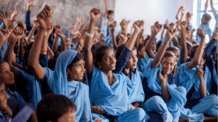 Girls in India during a hygiene training as part of the Great WASH Yatra. Himanshu Khagta, WASH United, 2012