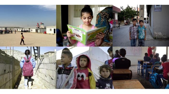 Syrian children and schools in Turkey, Lebanon, and Jordan. 
