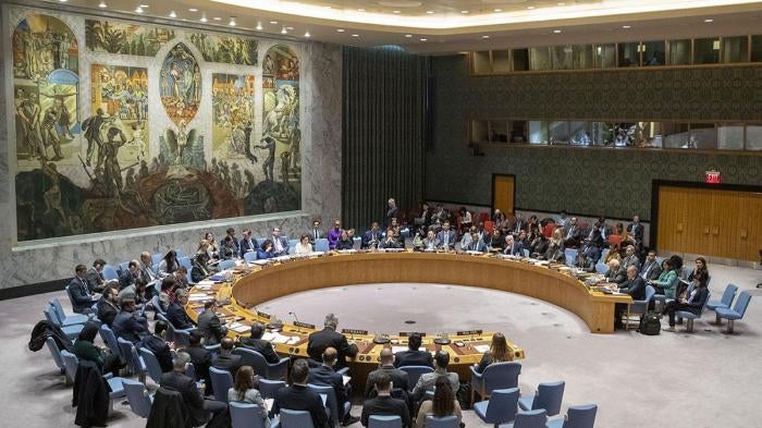 The UN Security Council holds a meeting on November 20, 2019, at United Nations headquarters in New York.