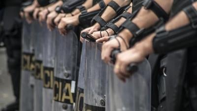 Military police riot control the protest against Brazil's President Michel Temer in São Paulo, Brazil. September 4, 2016