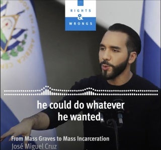 Screenshot of HRW audiogram depicting Nayib Bukele. 