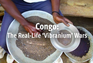 Still image of person mining minerals under episode title. 