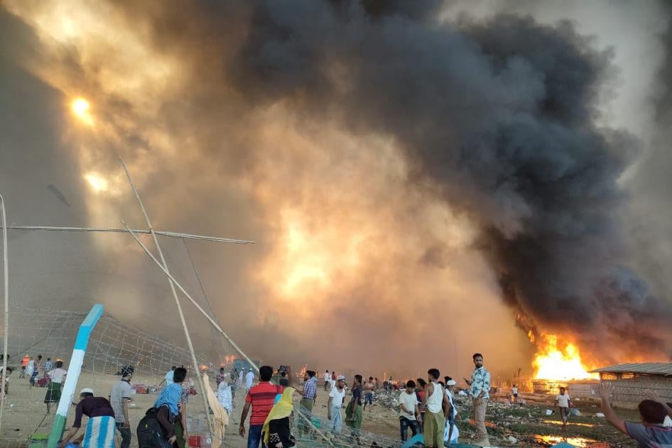 Fire sweeps through the Rohingya refugee camps in Cox’s Bazar, Bangladesh, March 22, 2021.