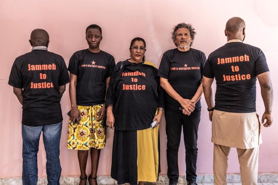 Reed Brody (2d from R) with some of Jammeh's victims in Banjul in May 2021.