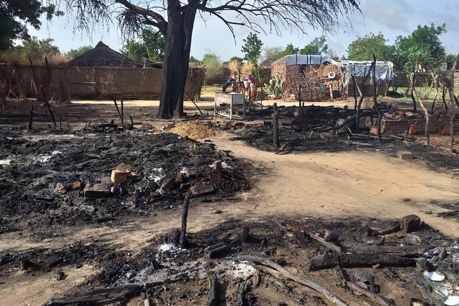 The aftermath of an attack on the village of Masteri in west Darfur, Sudan Saturday, July 25, 2020. 