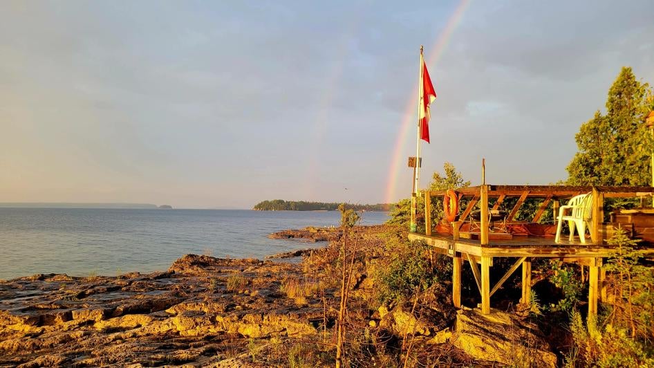 A rainbow in Tobermory, Ontario.