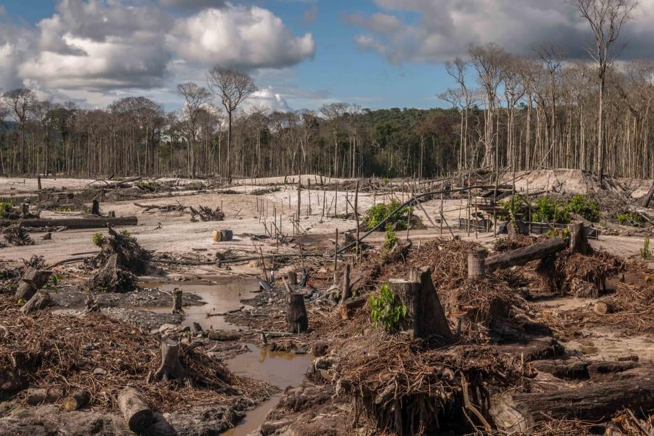 Área desmatada na Terra Indígena Yanomami, localizada nos estados brasileiros de Roraima e Amazonas, em junho de 2021.