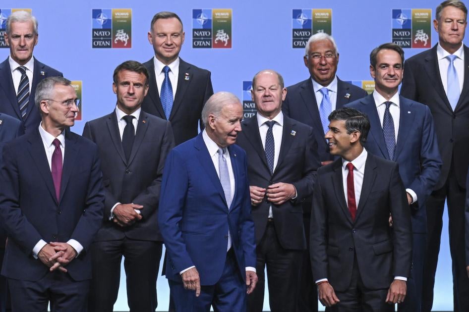 NATO leaders meet on the first day of the 2023 NATO Summit on July 11, 2023 in Vilnius, Lithuania. 