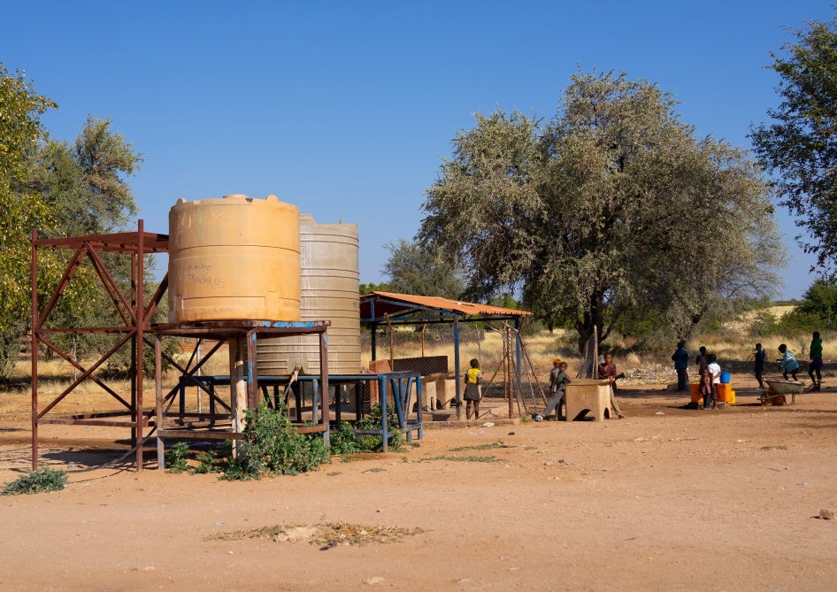 Children collecting water in Cunene province, Oncocua, Angola, July 14, 2018.