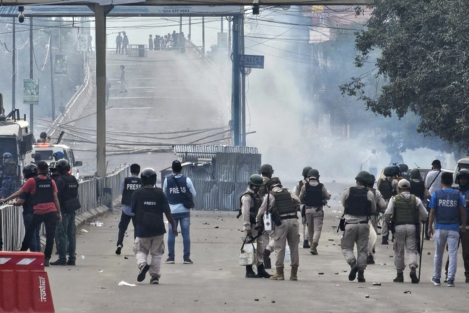 Police fire tear gas shells to disperse students protesting against ethnic violence in Imphal, in India's northeastern state of Manipur, September 10, 2024.
