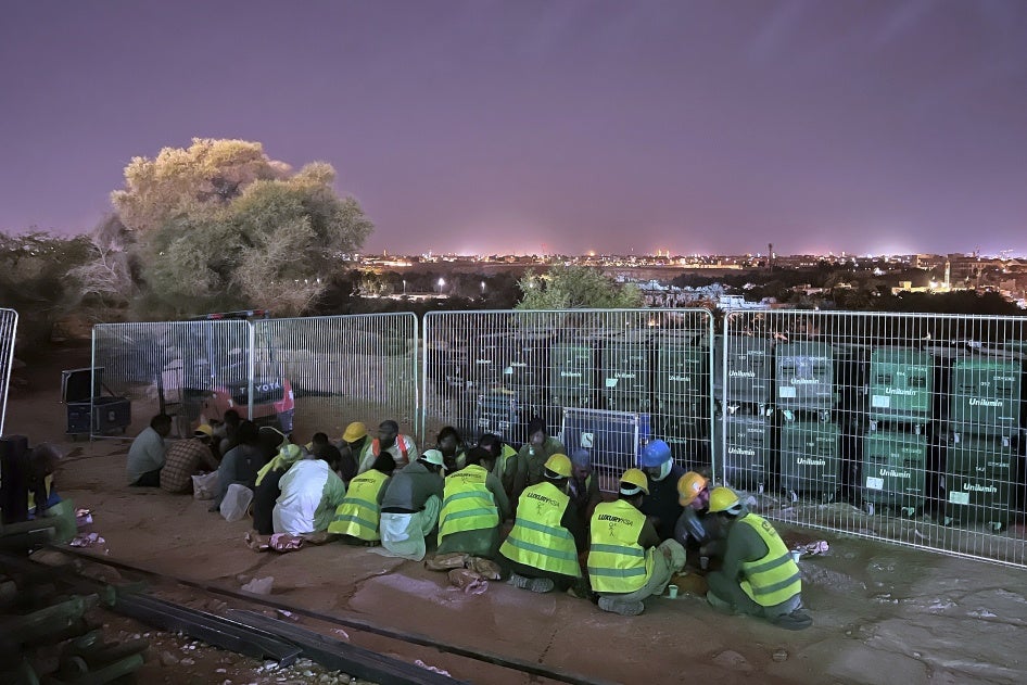 Migrant workers at a construction site near Riyadh, Saudi Arabia, March 2, 2024. 