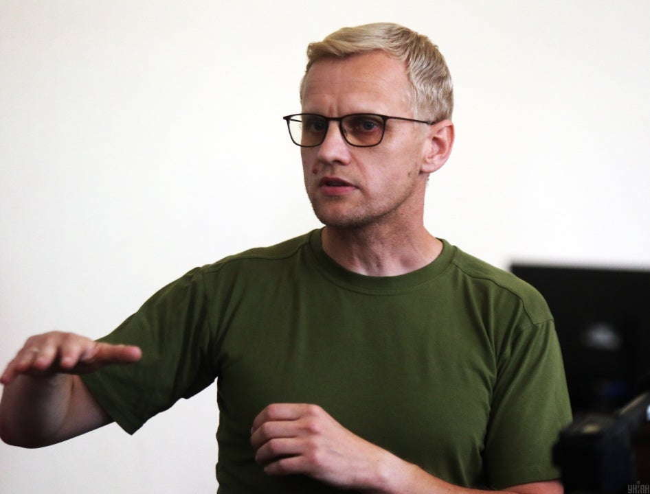 Віталій Шабунін під час засідання у його справі в Печерському районному суді міста Києва, Україна, 15 липня 2025 року. 